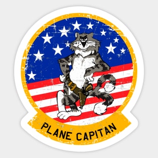 F-14 Tomcat -Plane Captain Yellow Border- Grunge Style Sticker